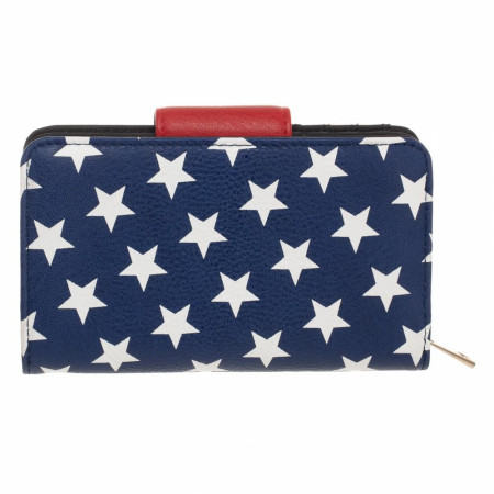 Wonder Woman Symbol and Stars Clasp and Zipper Wallet